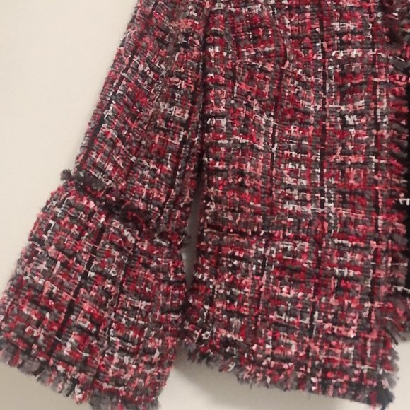 ANN TAYLOR Fringe Tweed Ruffle Cuff Jacket Blazer - Picture 12 of 15